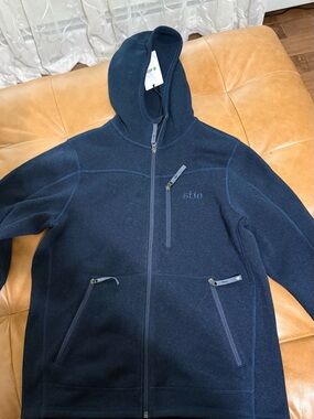 Stio Navy Blue Textured Fleece Pullover Hoodie